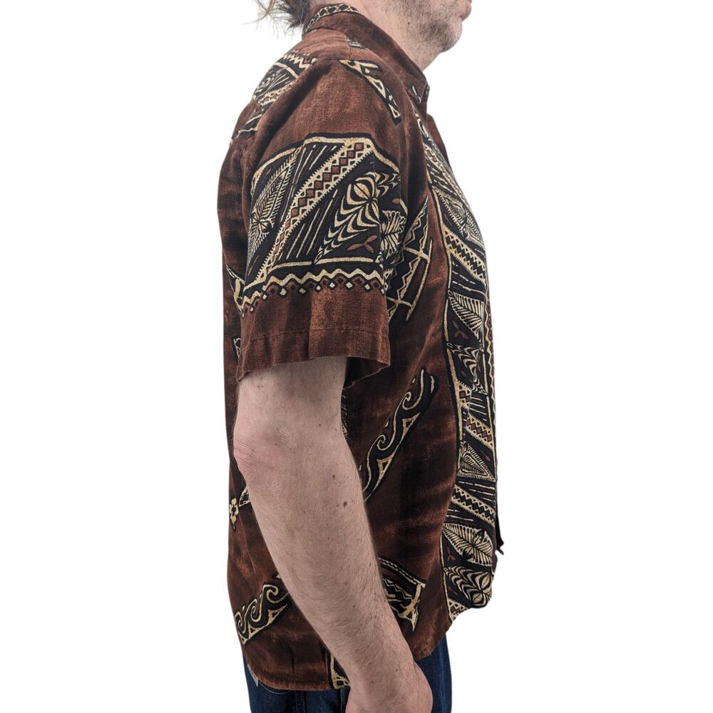 Vintage 1960's "Tuimalila" Turtle Aloha HAWAIIAN MEN'S SHIRT Bark Cloth Fabric - Picture 5 of 9